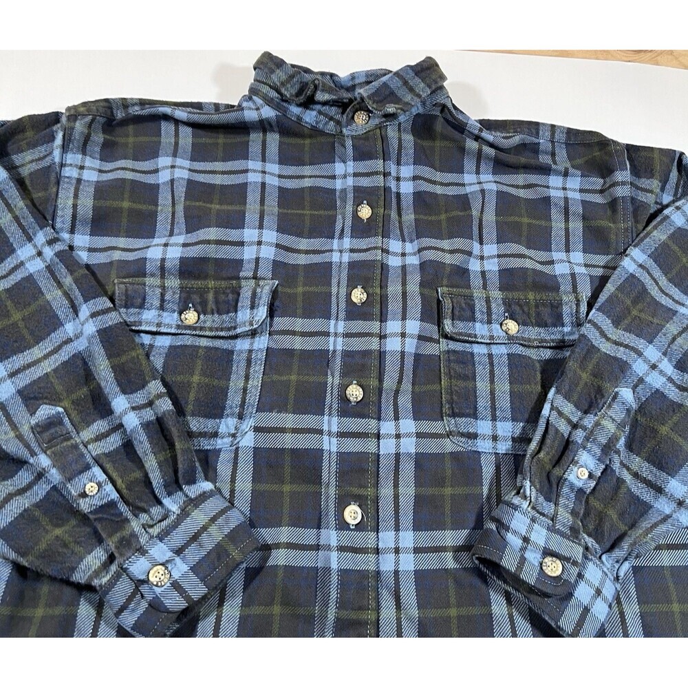 Moose Creek Blue Tartan Plaid Heavyweight Cotton Button Up Flannel Men’s XXL - Picture 3 of 10